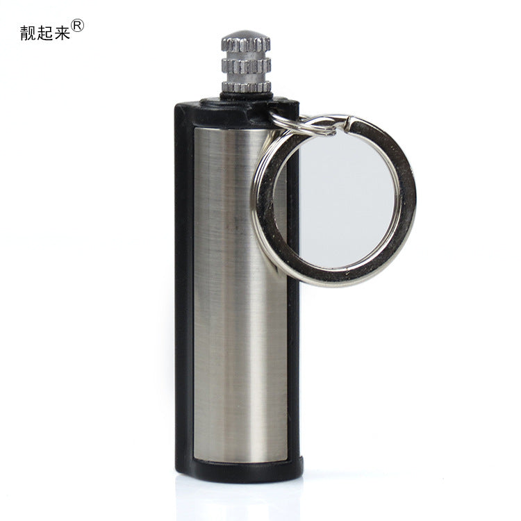 Brushed Stainless Steel Cylinder Keychain Lighter