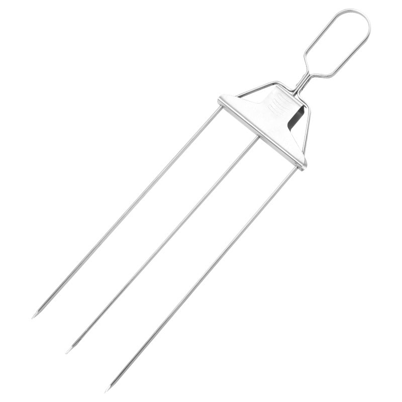 Three-Prong Stainless Steel Skewer with Slide-Off Pusher — view 5