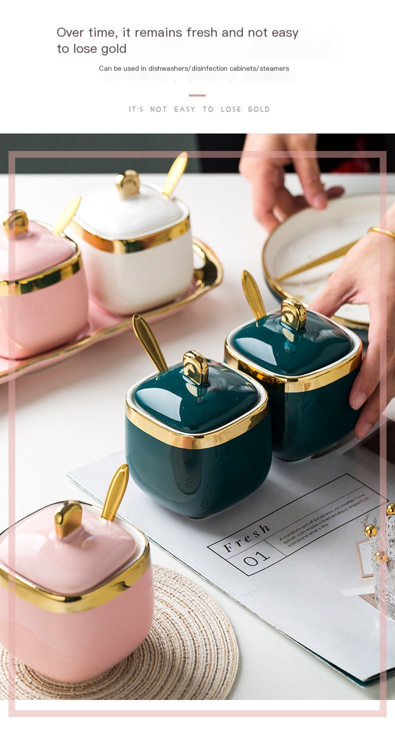 Porcelain Condiment Jar with Lid