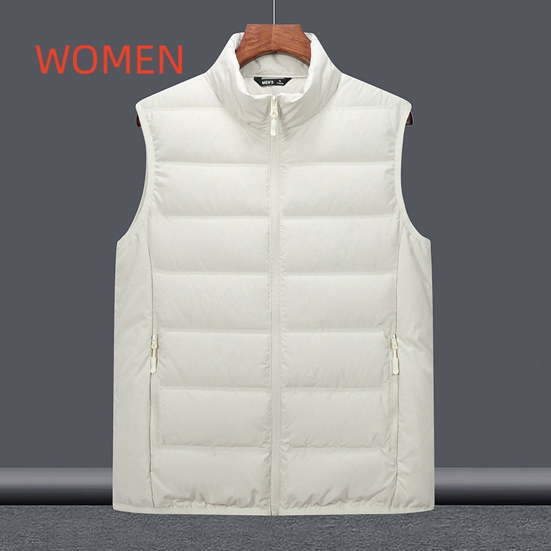 Sleeveless Zip-Up Puffer Gilet with Stand Collar in white