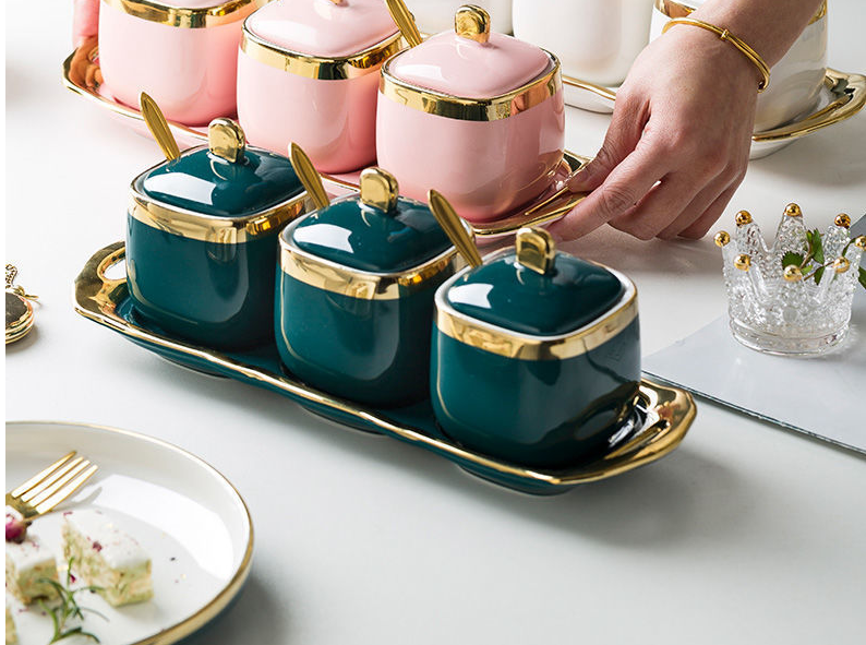 Porcelain Condiment Jar with Lid