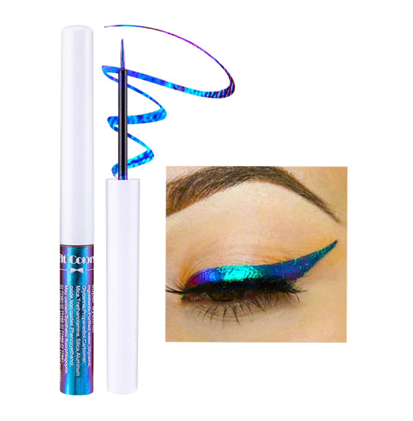 Metallic Glitter Liquid Eyeliner - Rainbow Multi-Color Collection