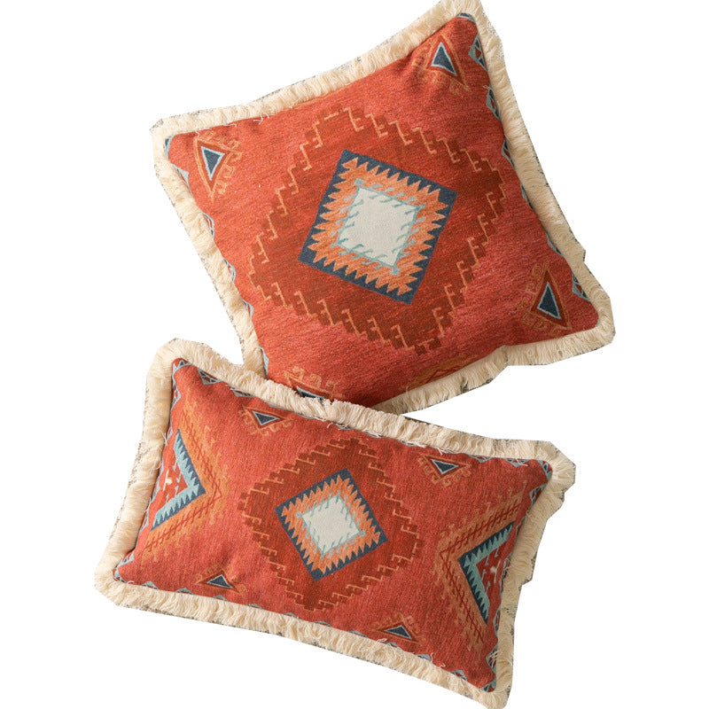 Retro Pattern Tassel Lace Decorative Pillowcase