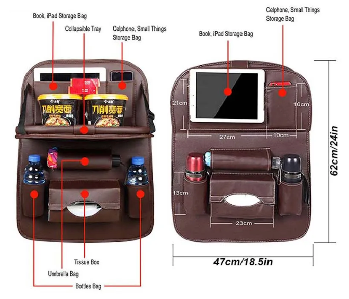 Premium Car Seat Organizer with Foldable Table