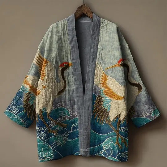Open-Front Kimono Jacket with Wide Sleeves — view 12