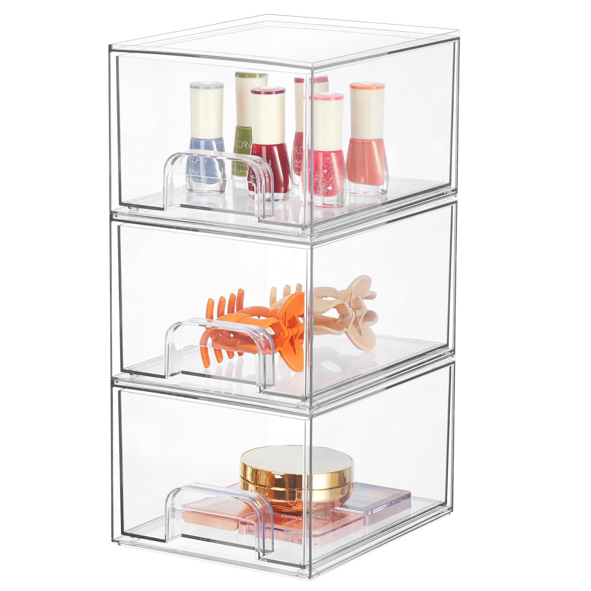 Premium 3-Piece Stackable Acrylic Makeup Organizer