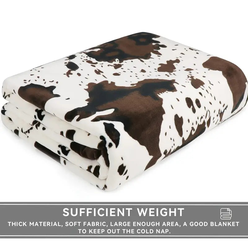 Cow Print Luxury Fleece Throw Blanket
