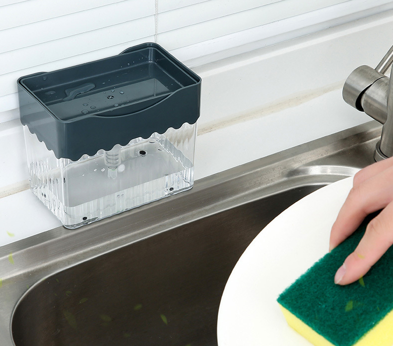 2-in-1 Soap Dispenser with Sponge Caddy