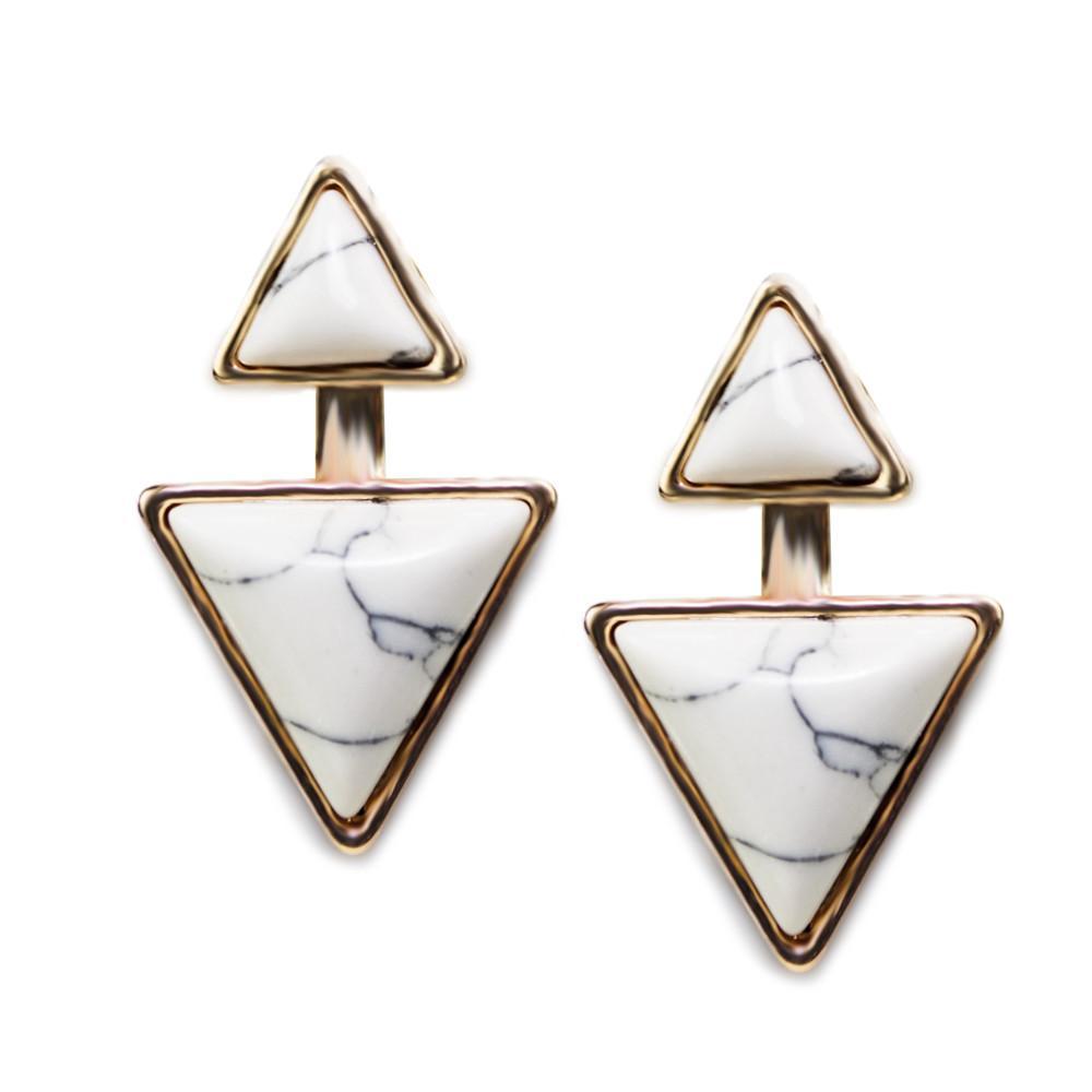 Marble Triangle Statement Drop Earrings