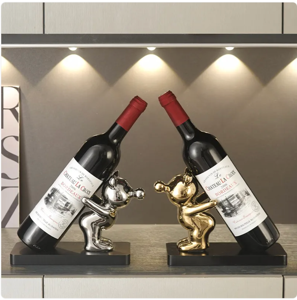 Luxury Bear Wine Rack - Ceramic Decorative Holder