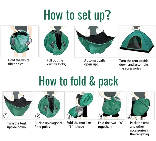 Instant Pop-Up Camping Tent - 2-3 Person Waterproof Shelter