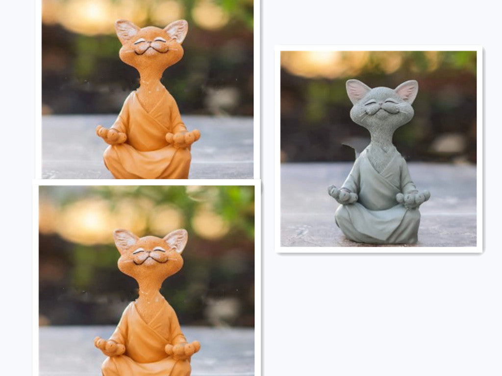 Meditating Cat Figurine