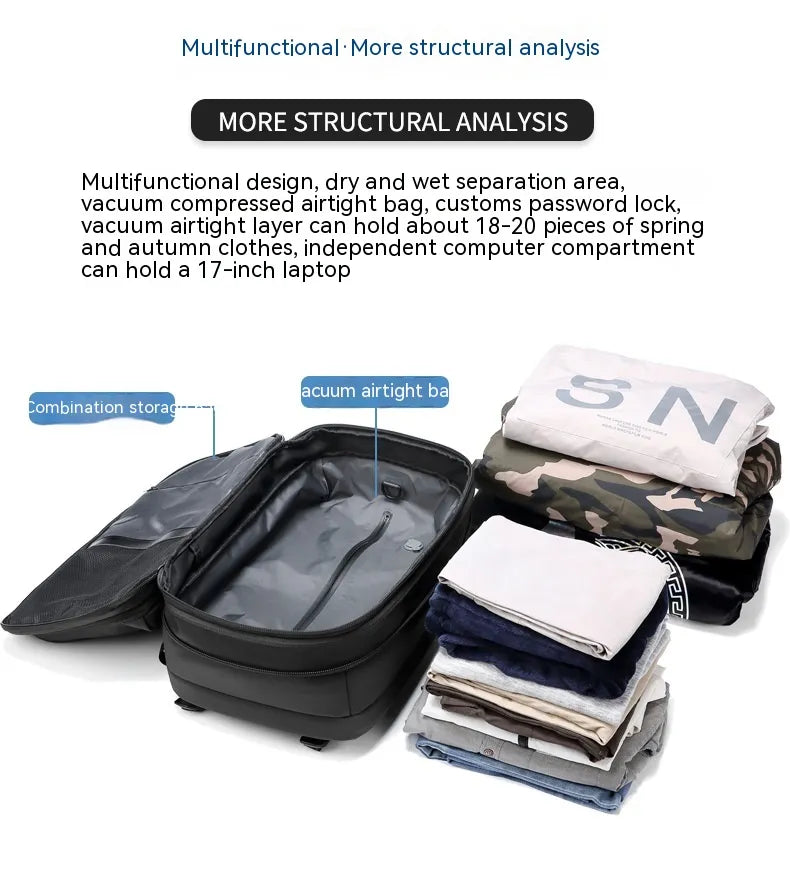 Smart Travel Backpack with Vacuum Compression System