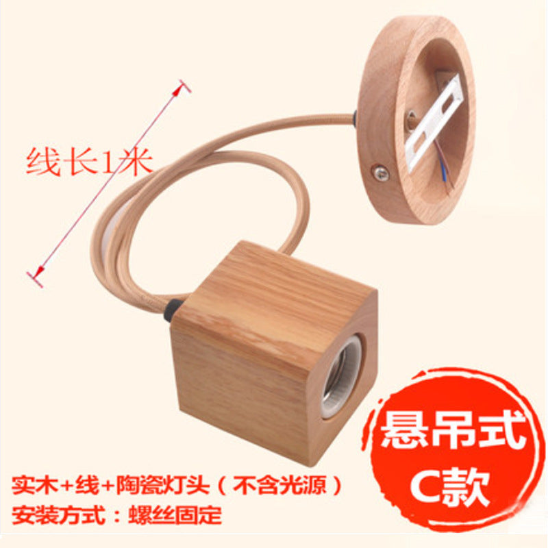 Minimalist Wooden E27 Lamp Base with Switch