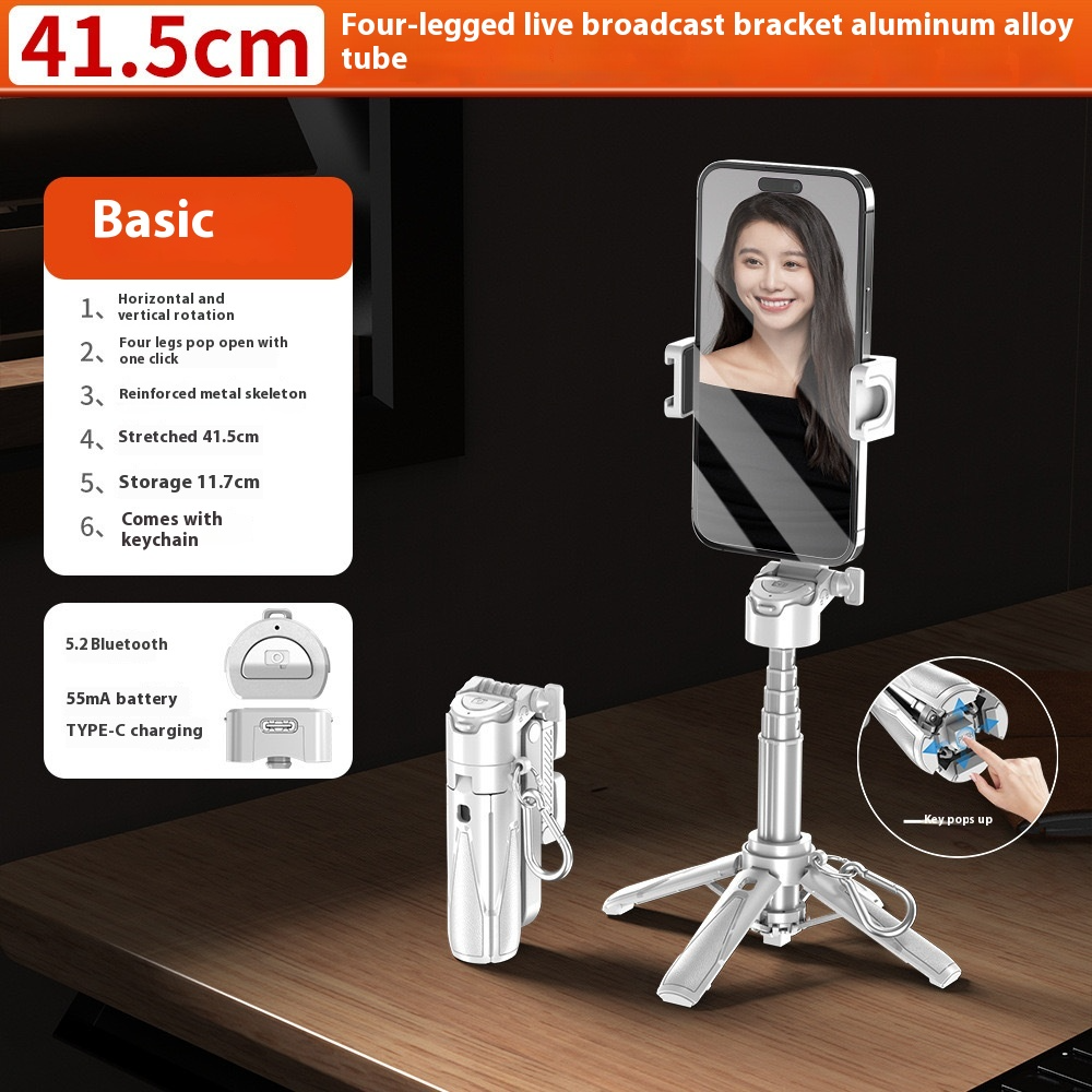 Compact Multifunctional Selfie Stick with Rotatable Head