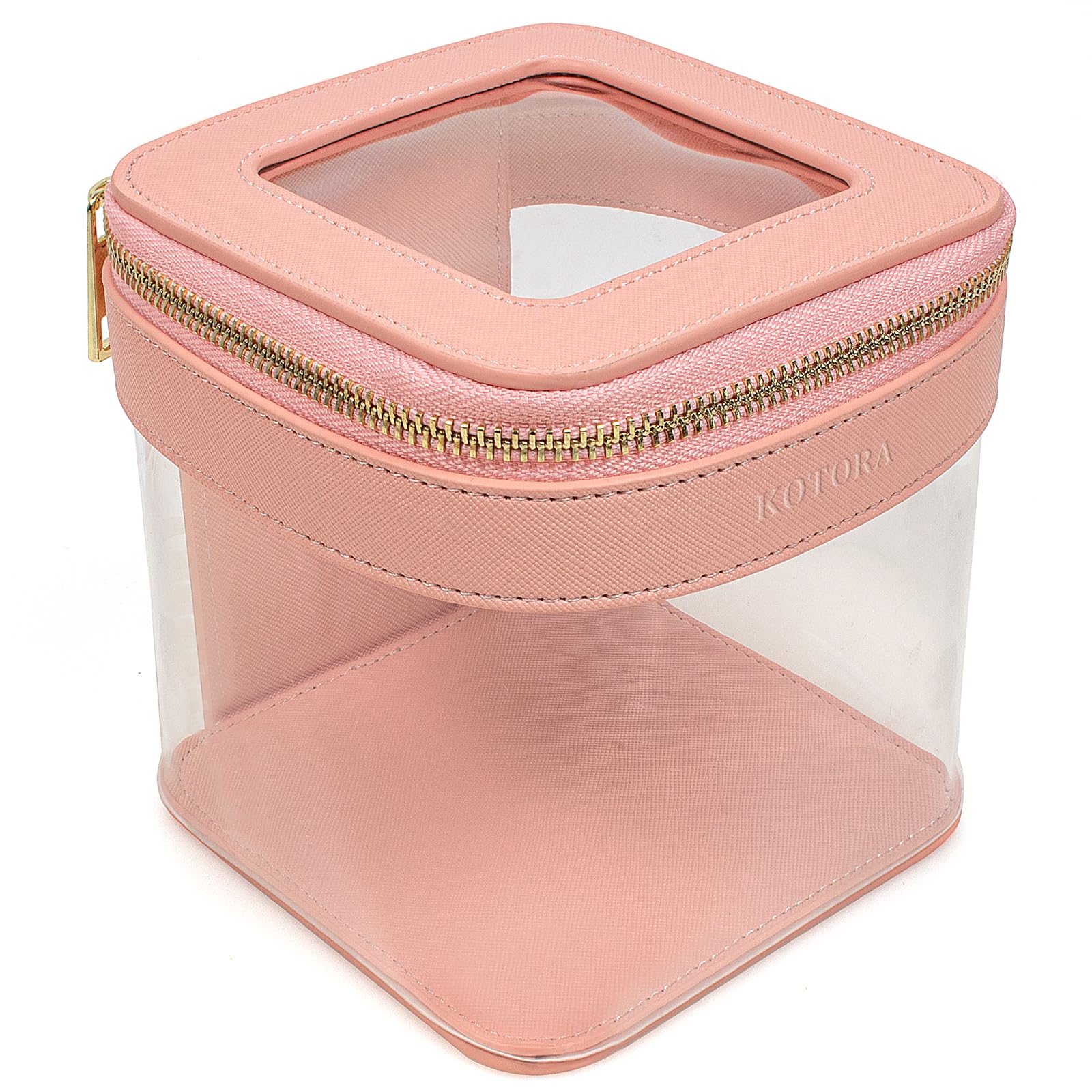 Clear Saffiano Makeup Organizer - Pink
