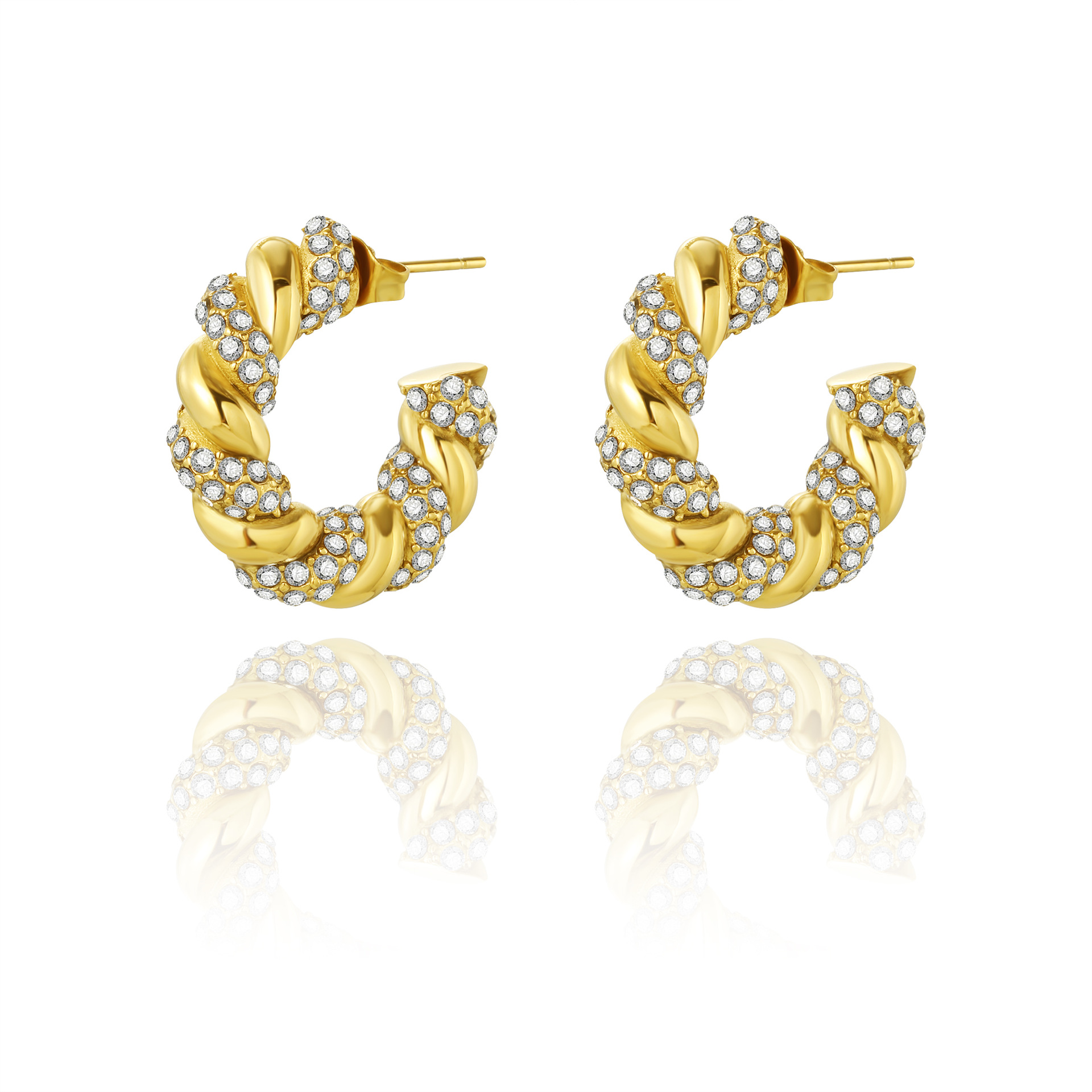 Gold-Plated Crescent Earrings