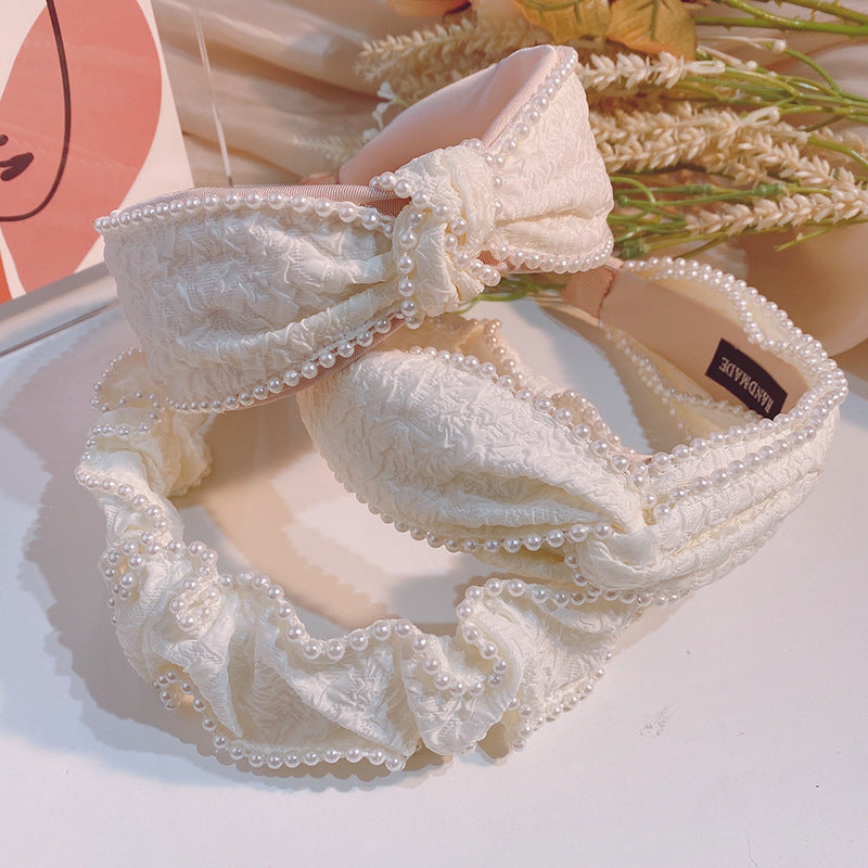 Knotted Pearl Fabric Headband