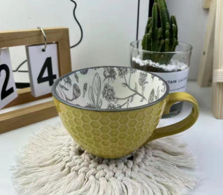 Artistic Ceramic Breakfast Mug - Large Capacity