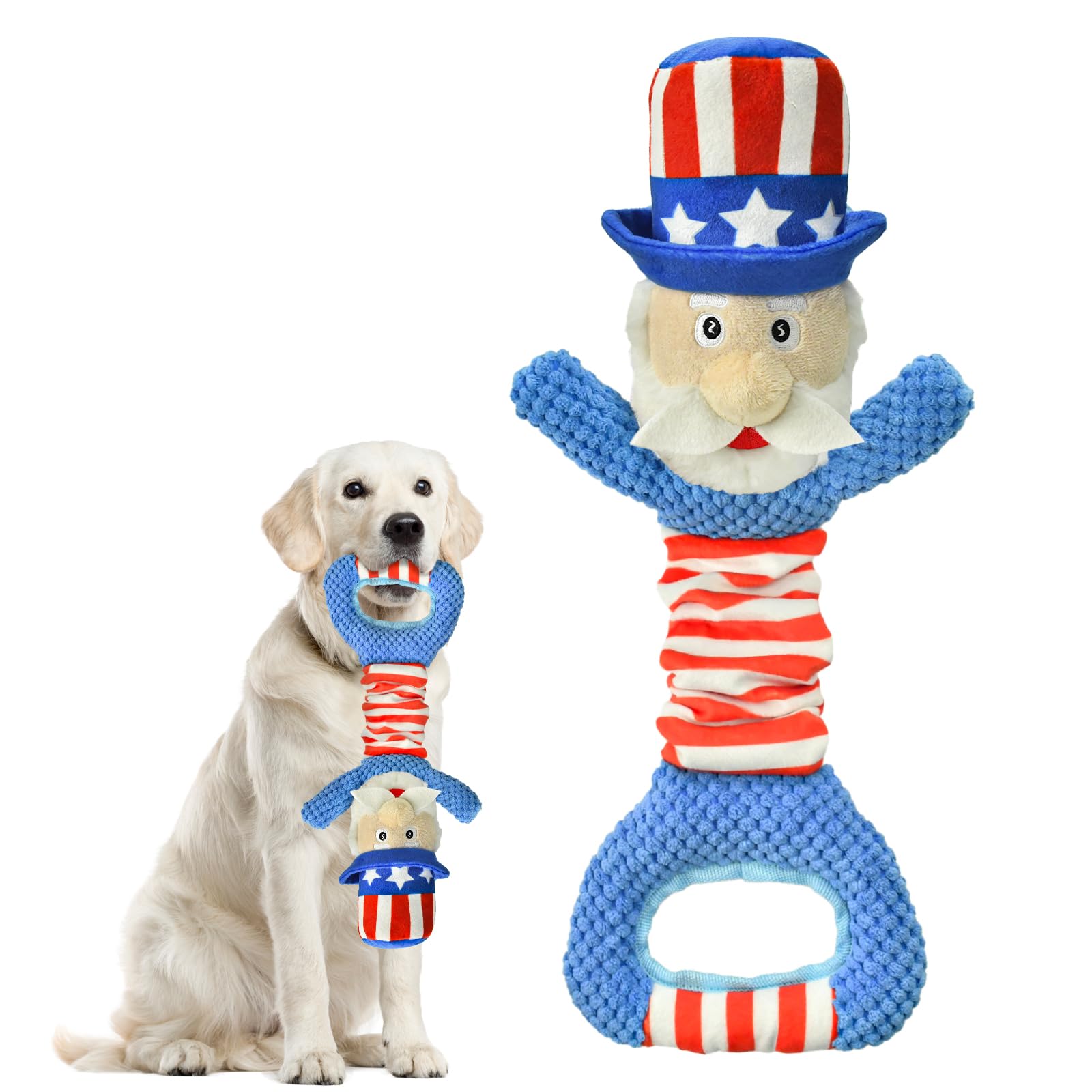 Uncle Sam Plush Dog Toy - Interactive Squeaky Toy
