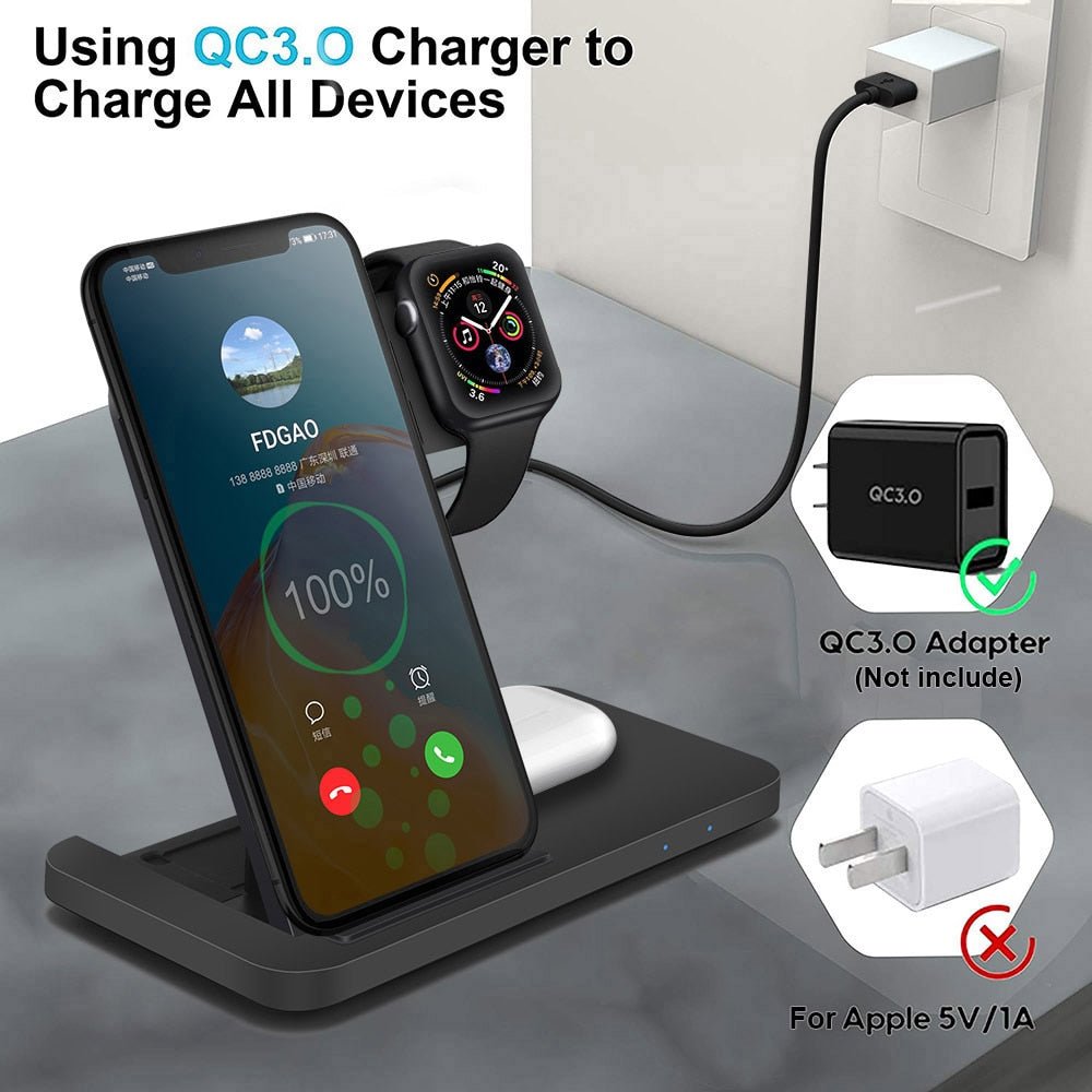 3in1 Wireless Fast Charger Dock Station - Wow Store