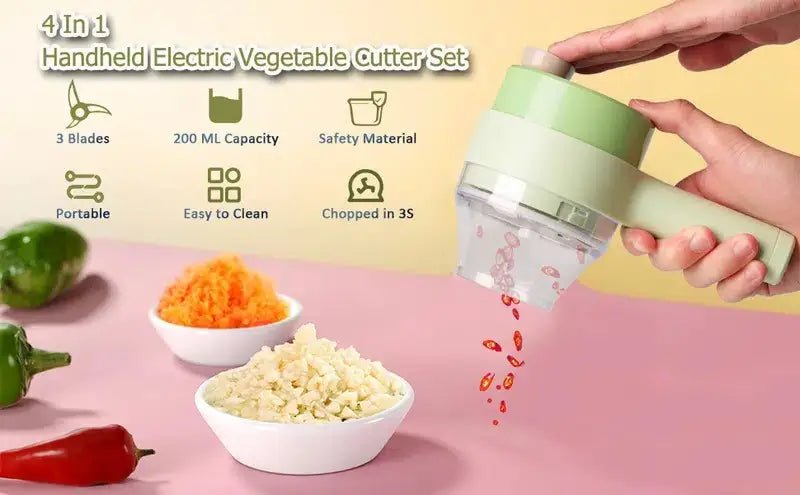 4 - in - 1 Handheld Electric Vegetable Cutter Set - Wow Store
