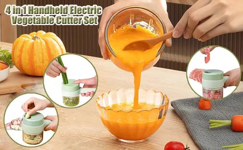 4 - in - 1 Handheld Electric Vegetable Cutter Set - Wow Store