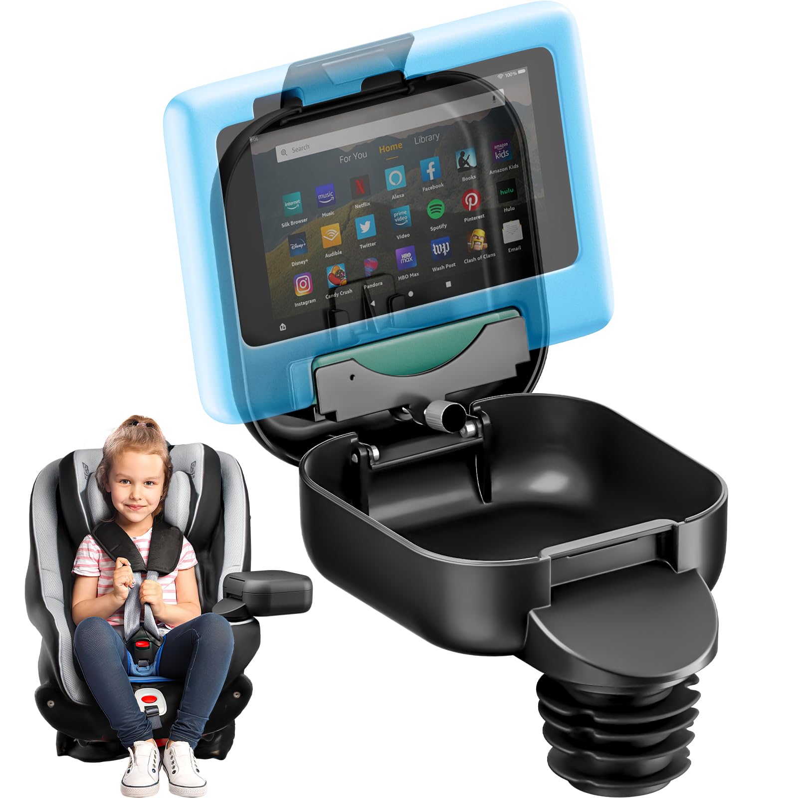Kids Car Seat Organizer with Tablet Mount & Cup Holder