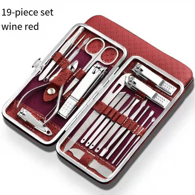 Professional Manicure & Pedicure Tool Set - 19 Pieces