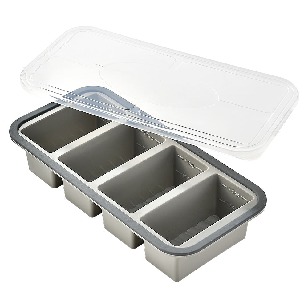 Silicone Freezer Portion Tray with Lid, 2, 3 or 4 Compartments in light grey