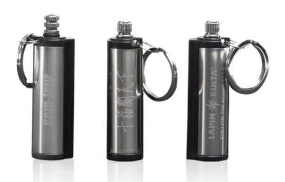Brushed Stainless Steel Cylinder Keychain Lighter