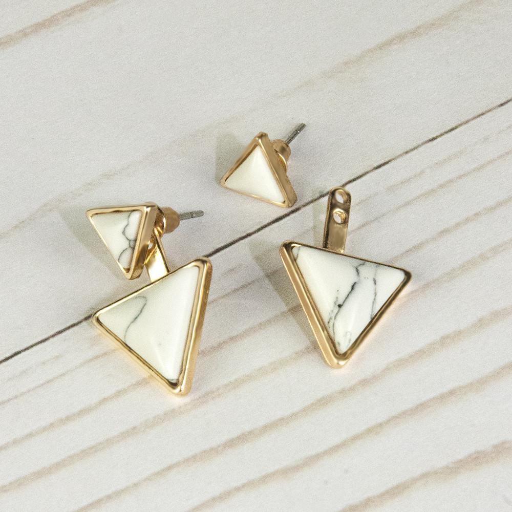 Marble Triangle Statement Drop Earrings