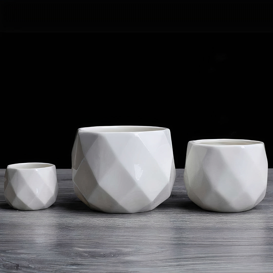 Geo Rounded Trio Ceramic Planter Set