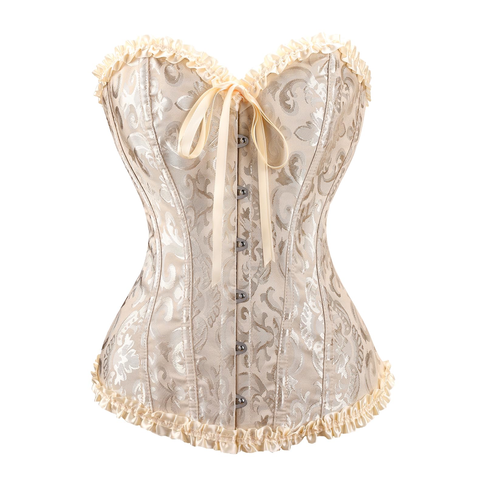 Lace Overbust Corset Top with Steel Boning