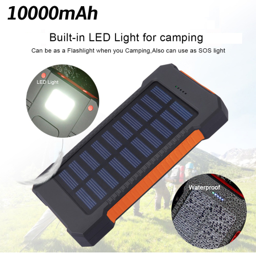 Waterproof Solar Charging Power Bank 10000mAh