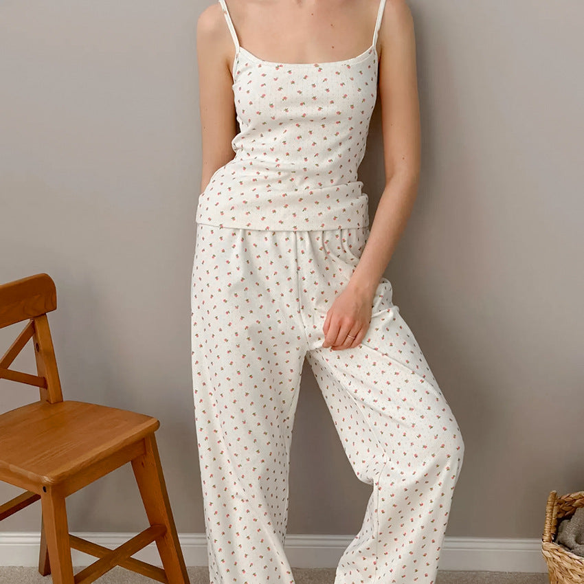 Floral-Print Cami Top and Wide-Leg Trousers Set