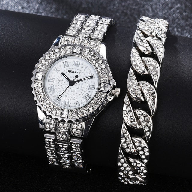 Diamond Crystal Luxe Watch & Bracelet Set