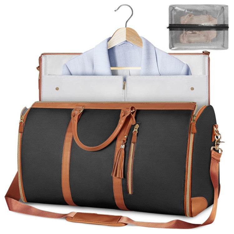 Foldable Garment Duffle Bag with Shoulder Strap in black