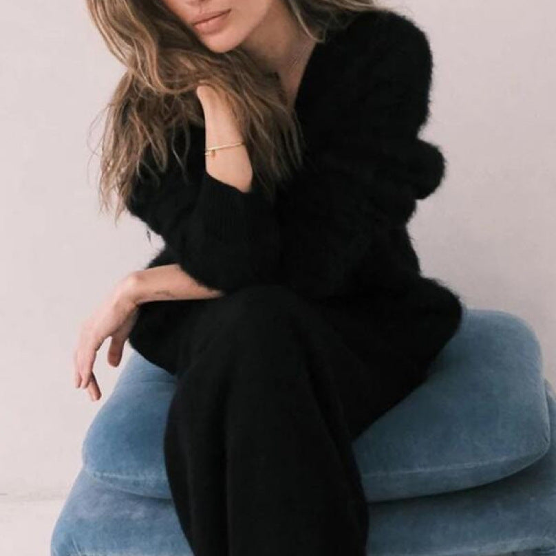 Fluffy Oversized V-Neck Cardigan