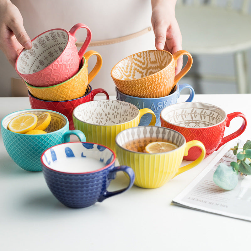 Artistic Ceramic Breakfast Mug - Large Capacity