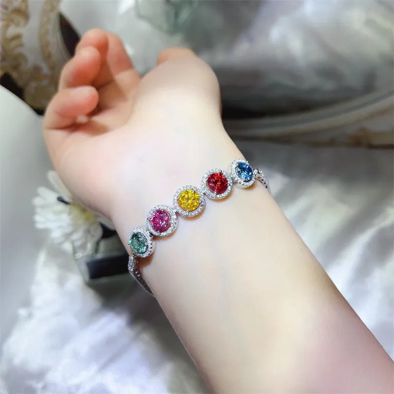 5 Carat Moissanite Bracelet with 925 Sterling Silver Chain – radiant sparkle on delicate wrist