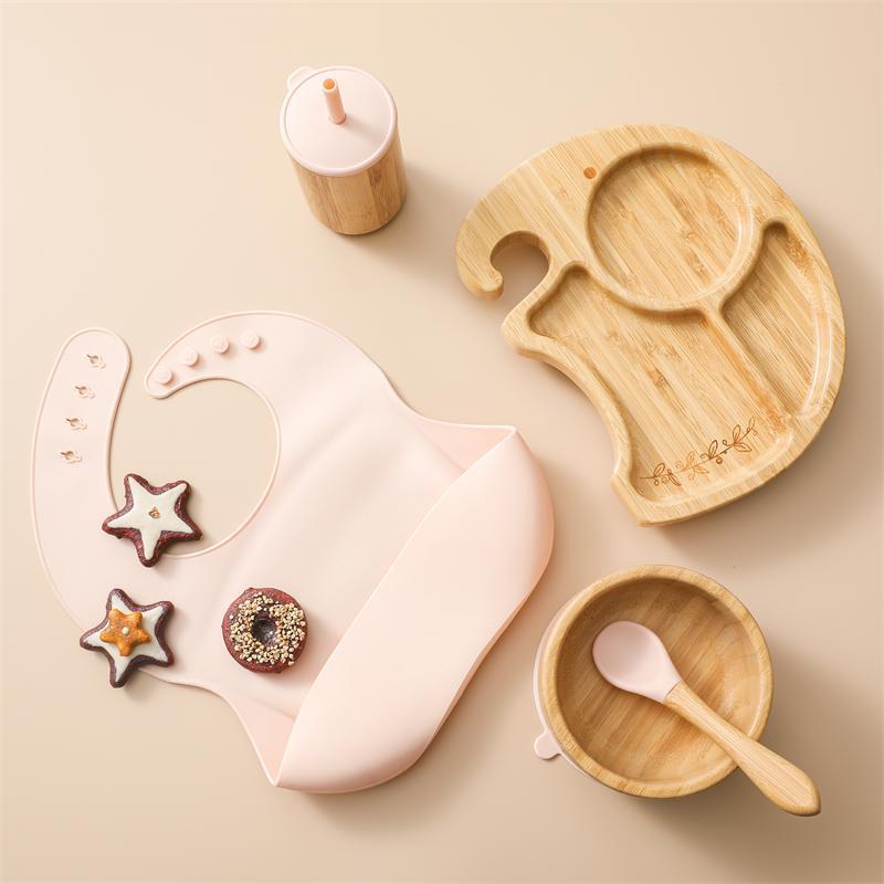 Premium Silicone Baby Feeding Set with Bamboo Accessories