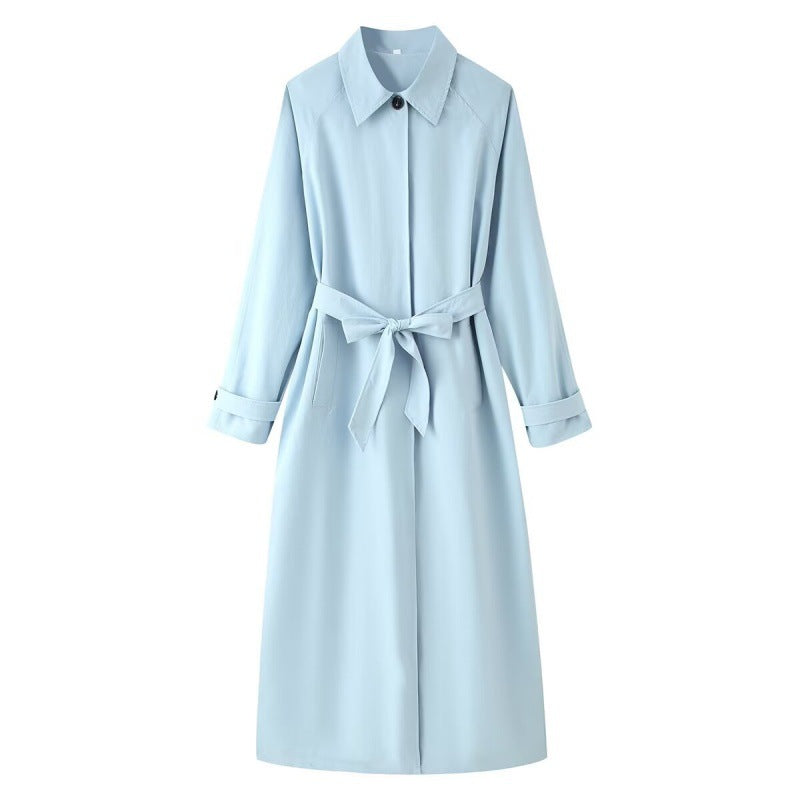 Belted Longline Trench Coat with French Collar