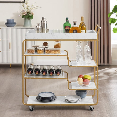 6-Tier Luxury Bar Cart with Wine Rack