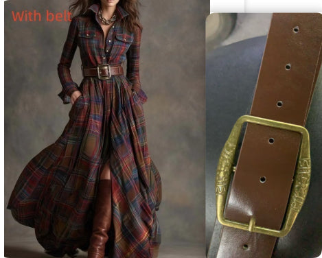 Plaid Maxi Shirt Dress