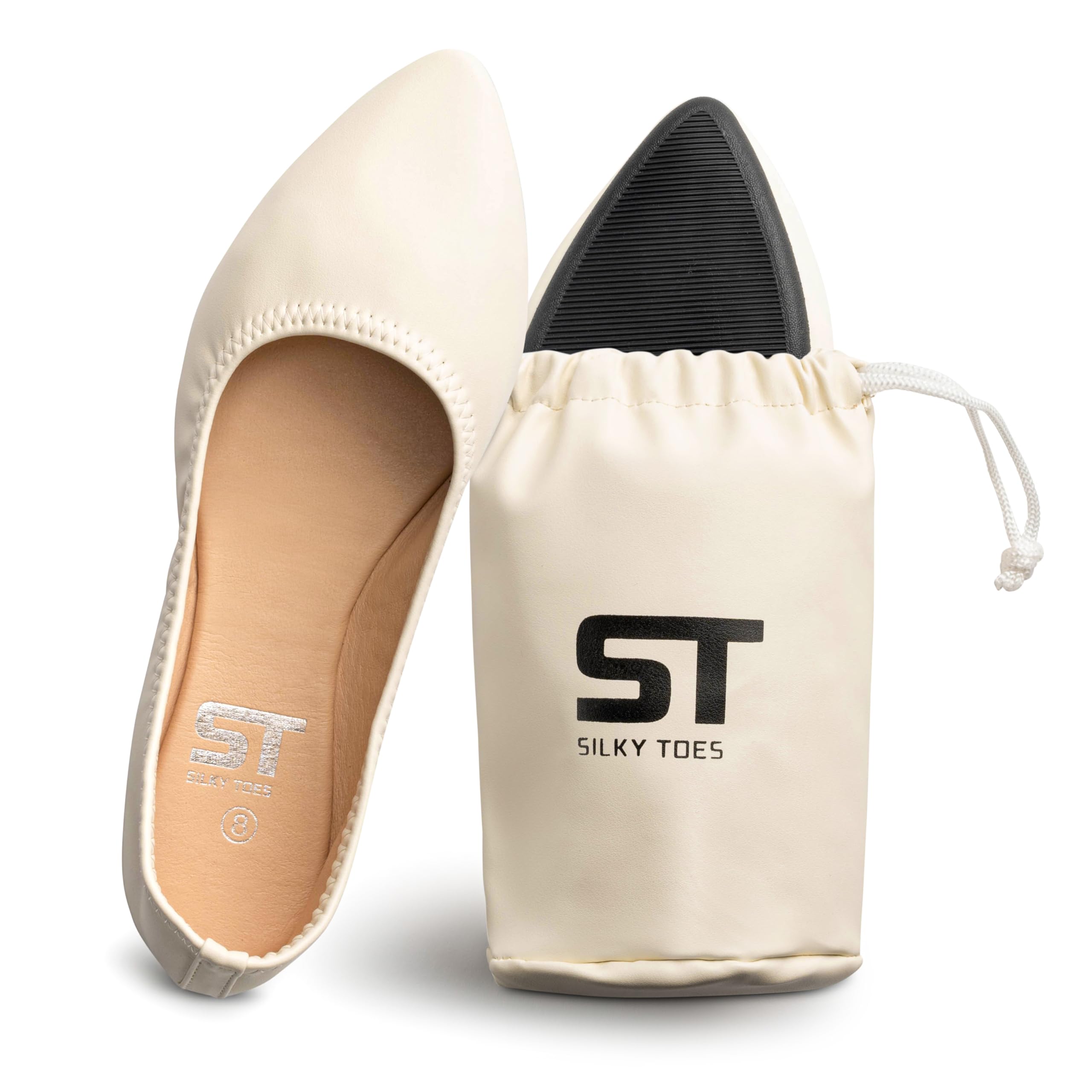 Foldable Ballet Flats in White