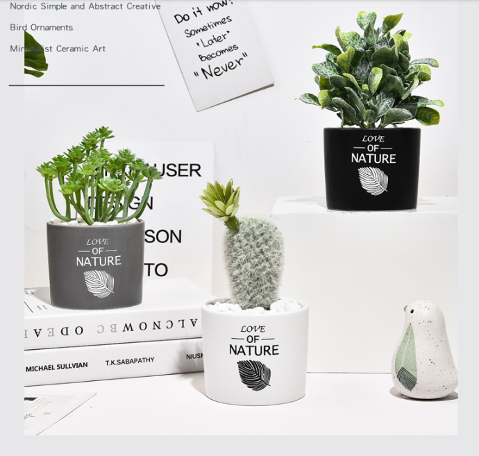 Mini Cactus Ceramic Faux Plant - Nordic Green
