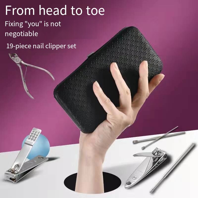 Professional Manicure & Pedicure Tool Set - 19 Pieces