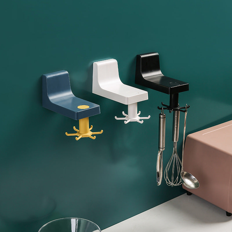 Wall-Mounted Utensil Rack with Hook Base