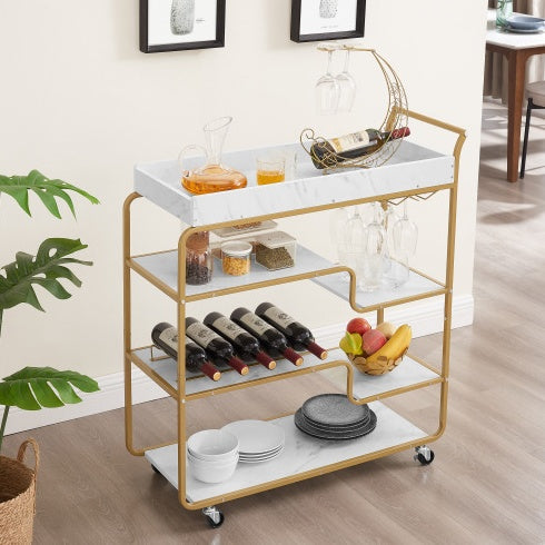 6-Tier Luxury Bar Cart with Wine Rack
